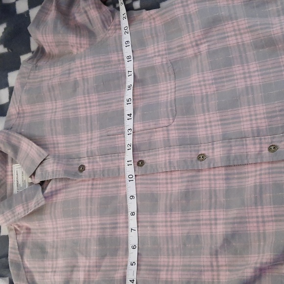 Current/Elliot NWT Prep School Fray Hem Pink Tinsel Plaid Button Up Shirt Size 2 - Picture 4 of 11